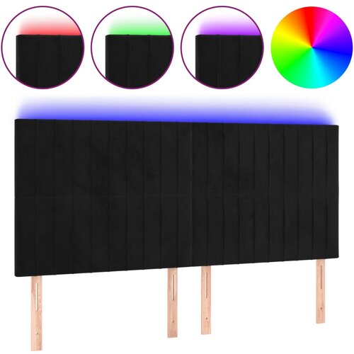 Maison Chic LED Posteljno vzglavje - Vzglavna omarica - Nočna omarica črno 200x5x118/128 cm žamet, (21709868) Cene