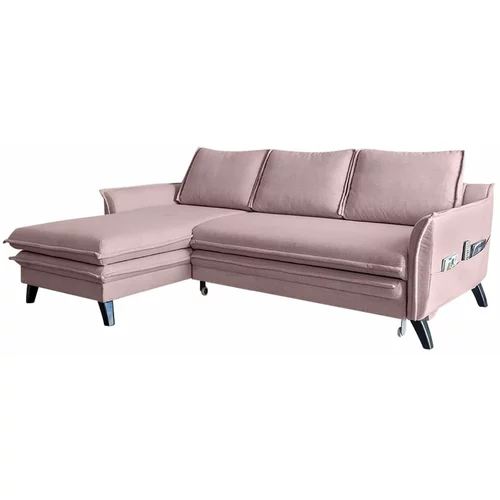 Miuform rožnata raztegljiva sedežna garnitura v obliki črke U Charming Charlie, levi kot