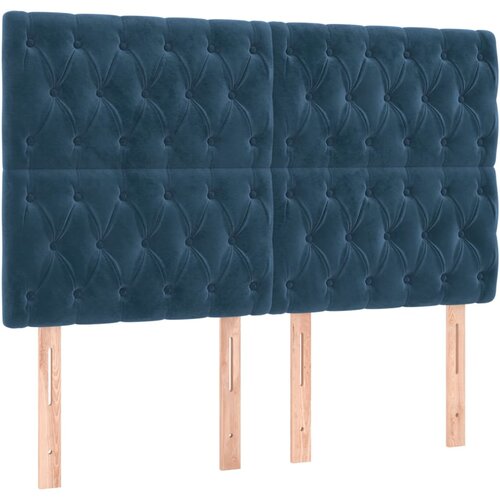 Maison Chic Posteljno vzglavje - Vzglavna omarica 4 kosa temno moder 80x7x78/88 cm žamet, (22077042) Slike
