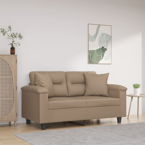 vidaXL Dvosjed s ukrasnim jastucima boja cappuccina 120cm umjetna koža Cijene