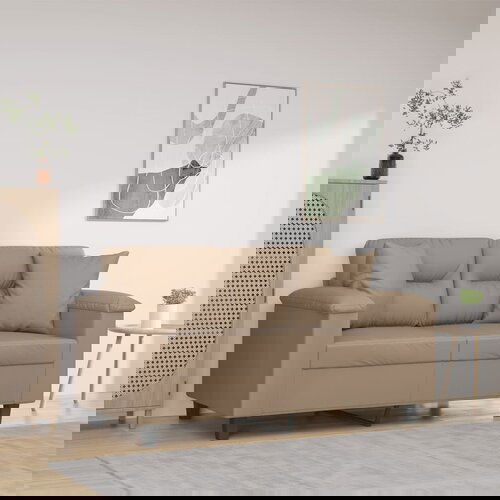 vidaXL Dvosjed s ukrasnim jastucima boja cappuccina 120cm umjetna koža Cene