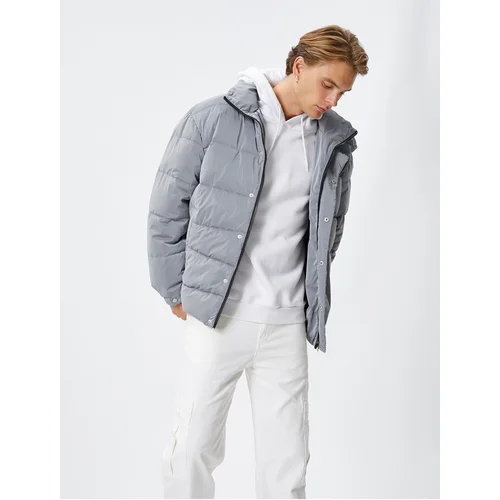 Koton Down Jacket Shiny High Neck Zippered Pocket Snap Buttons