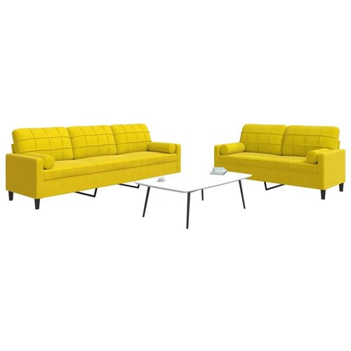 vidaXL 2-dijelni set sofa s jastucima žuti baršunasti Cijene