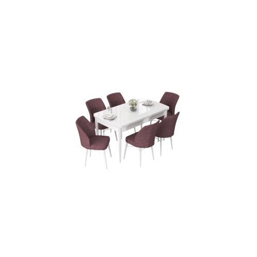 Hanah home set trpezarijski sto i 6 stolica nef white dusty rose Cene