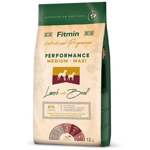 Fitmin dog nutritional programme performance medium / maxi jagnjetina sa govedinom 12kg Cene