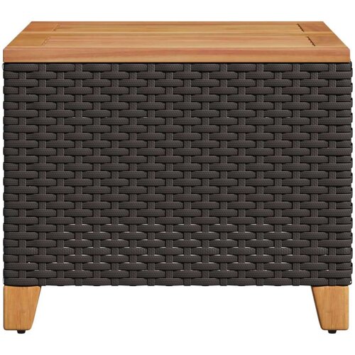 vidaXL Vrtni stol crni 45 x 45 x 37 cm od poliratana i bagremovog drva Cene