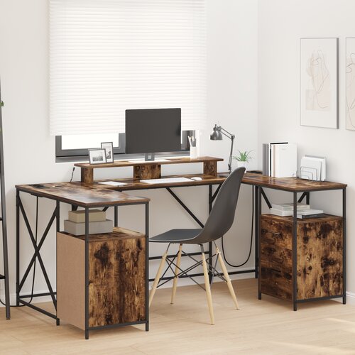 vidaXL Miza Dimljen hrast 182 x 101 x 87.5 cm Konstruiran les Cene