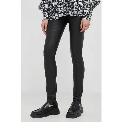 Bruuns Bazaar Kožne hlače Christa za žene, boja: crna