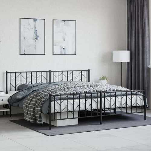 Metalni okvir kreveta uzglavlje i podnožje crni 200x200 cm Cijene
