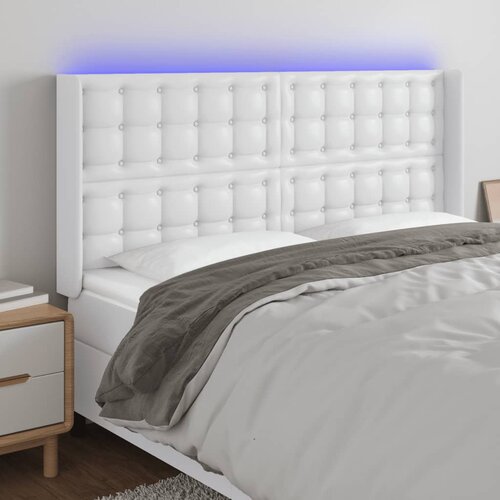  LED uzglavlje bijelo 147x16x118/128 cm od umjetne kože Cijene