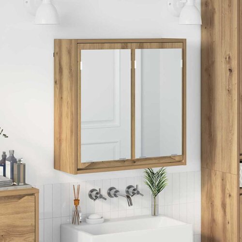 vidaXL Kopalniška ogledalna omara z vrati Umetni hrast 60 x 20 x 60 cm Cene