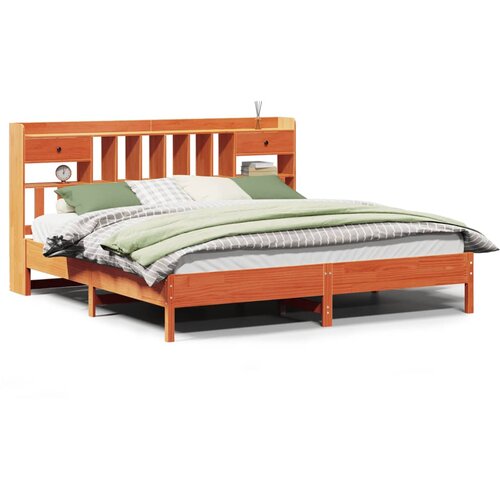 vidaXL Knjižna postelja brez vzmetnice vošč. rjava 180x200 cm borovina, (21611933) Cene