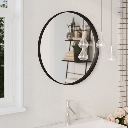 vidaXL Stensko ogledalo črno 60 cm Cene