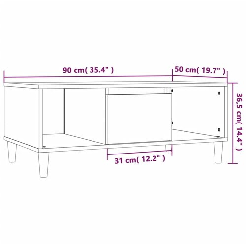  Stolić za kavu boja hrasta 90x50x36,5 cm konstruirano drvo Slike