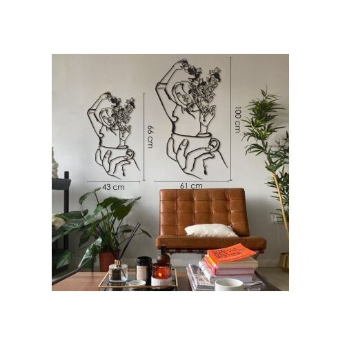 Wallxpert Zidna dekoracija Coffee Girl Line Art - APT744 L, 61 x 100 cm, Crna Slike
