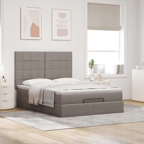 VidaXL otomanski okvir kreveta s madraca smeđesivi 140x200cm tkanine Slike