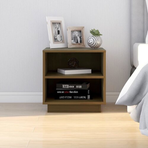 The Living Store Nočna omarica medeno rjava 40x34x40 cm trdna borovina - Nočna Omarica, (21432323) Slike