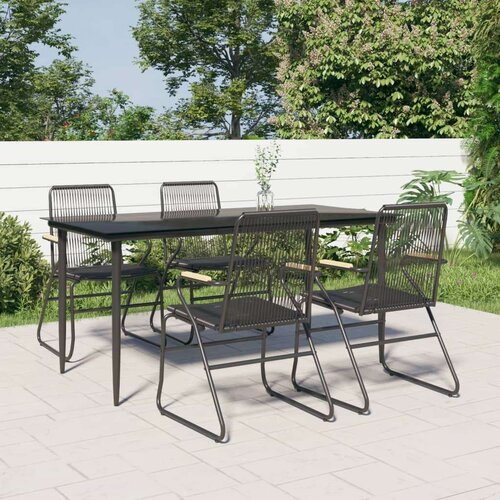  5-dijelni vrtni blagovaonski set od PVC ratana crni Slike