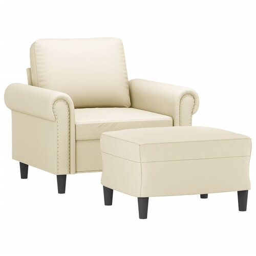  Fotelja s tabureom krem 60 cm od umjetne kože Slike