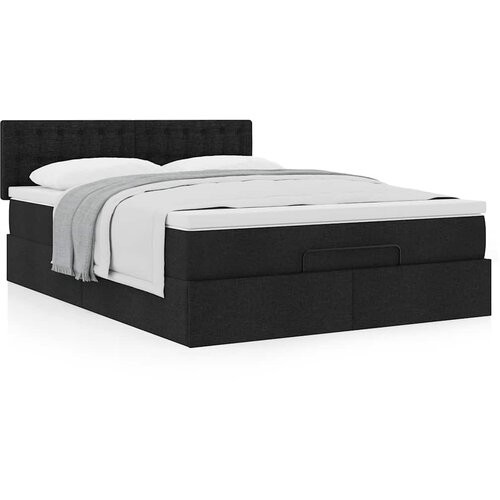 VidaXL Otomanski okvir kreveta s madracem crni 140x200cm od tkanine Slike