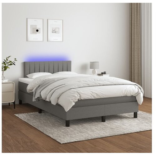  Krevet box spring s madracem LED tamnosivi 120 x 200 cm tkanina Cene