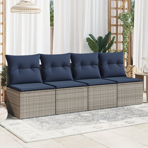  Vrtni kauč s jastukom Siva 220 x 62 x 69 cm poliratan Slike