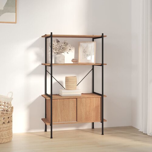 The Living Store Regal z omarico 4-nadstropen 80x40x130 cm jeklo in inž. les - Regal Z Omarico, (21431700) Cene