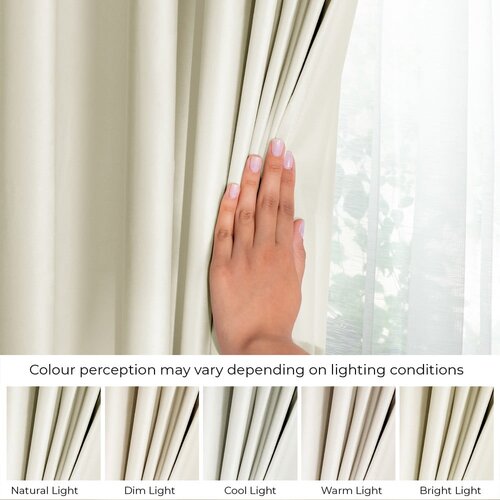 Restilo Kremno bela žametna zavesa za delno zatemnitev 140x270 cm Eyelets &amp;ndash; Slike