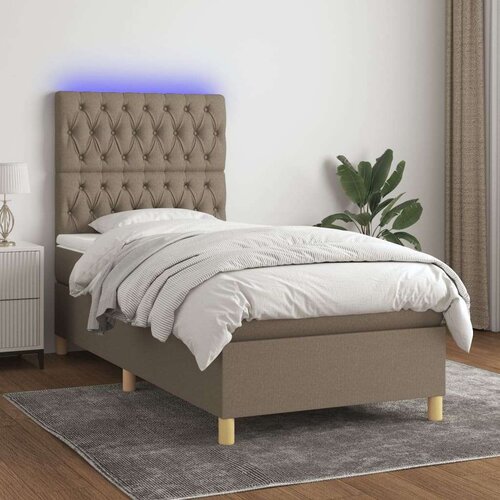  Krevet box spring s madracem LED smeđesivi 80 x 200 cm tkanina Cene