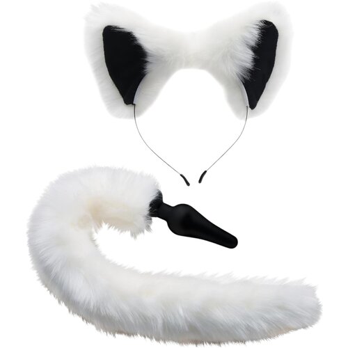 Tailz Komplet analnega čepa in ušes White Fox, bel Cene