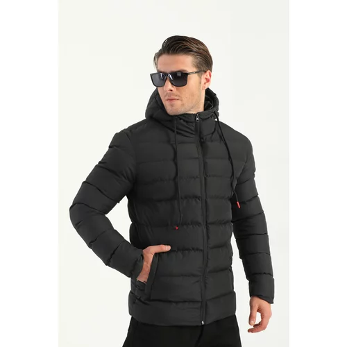 River Club Men's Black Lined Hooded Water and Windproof Puffer Winter Coat