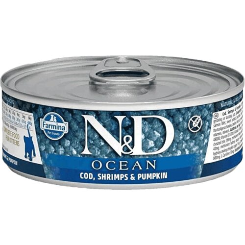 N&D OCEAN Vlažna hrana za mačiće Ocean Kitten, Bundeva i Bakalar, 70 g Slike