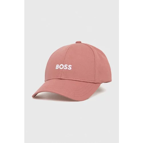 Boss Pamučna kapa sa šiltom boja: ružičasta, s aplikacijom