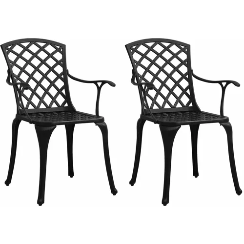  Vrtne stolice od lijevanog aluminija 2 kom crne
