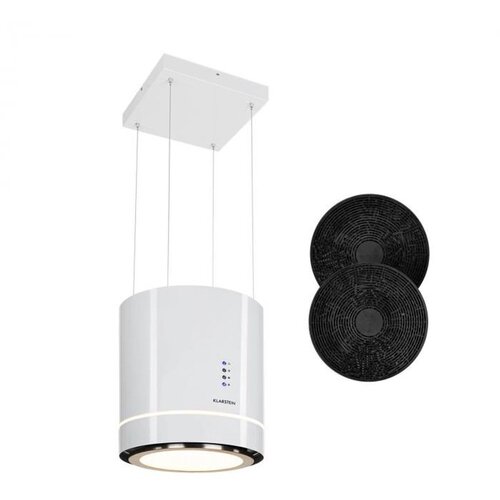 Klarstein tron ambience, otočna kuhinjska napa, &amp;Oslash; 38 cm, recirkulacija 540 m&amp;sup3; / h, led, bela Slike