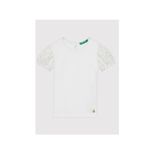 United Colors Of Benetton Majica 3P4ZG100Z Bela Regular Fit Slike