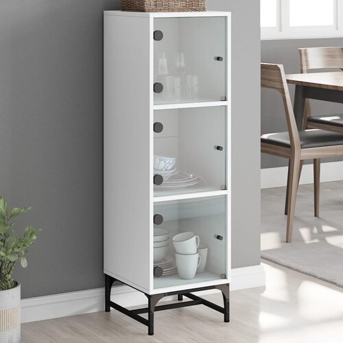 vidaXL Visoka omara s steklenimi vrati bela 35x37x120 cm Cene
