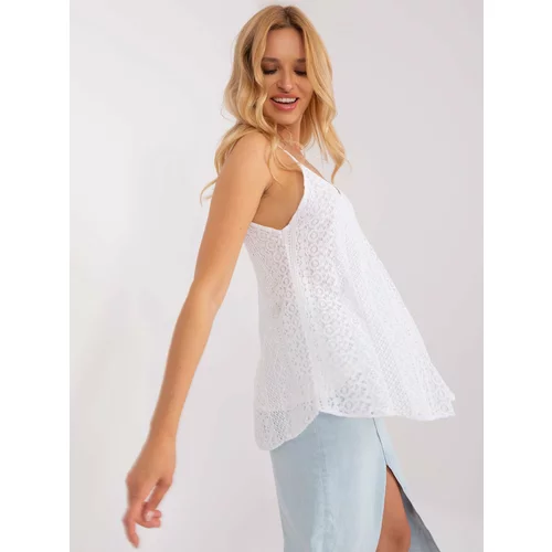 Fashion Hunters White lace top with straps by OCH BELLA