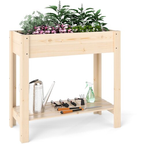 Costway Dvignjena postelja Lesena &amp;scaron;katla za rože 81 x 37 x 77 cm, (5000159442) Slike