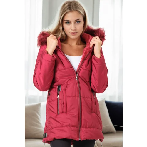 Dewberry Z6668 WOMEN'S COAT-BURGUNDY-1