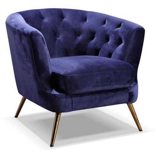 Modern Living fotelj chesterfield lita, modra, žamet Cene