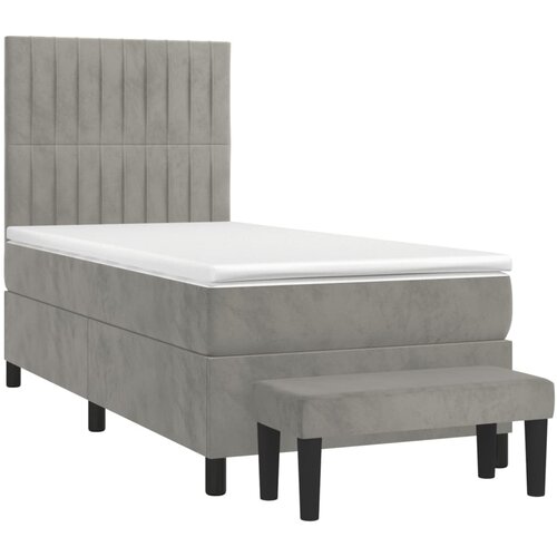 Box spring krevet s madracem svjetlosivi 80 x 200 cm bar&amp;scaron;unasti Slike