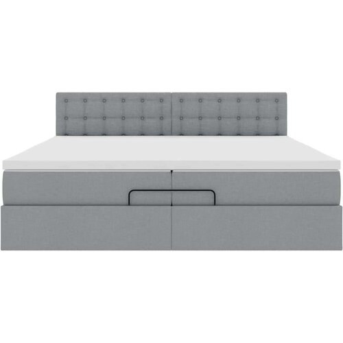 VidaXL Otomanski krevet s madracem svijetlosivi 200x200 cm tkanine Slike
