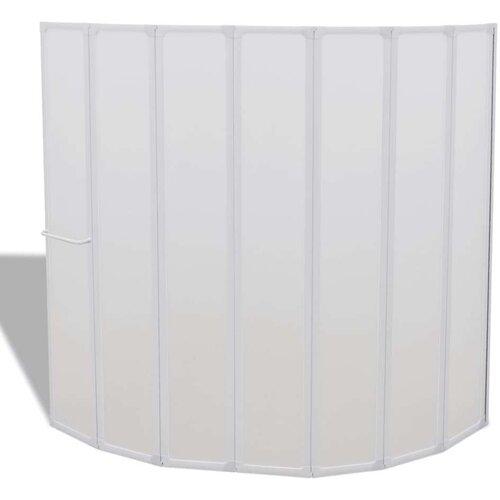 VidaXL Zaslon za tu&amp;scaron;-kadu 140x168 cm 7 panela sklopivi sa stalkom za ručnike Slike