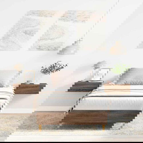 vidaXL Posteljni okvir brez ležišča Rjavi hrast 90x200 cm Cene