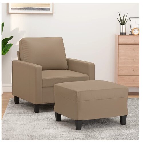 vidaXL Fotelja s tabureom boja cappuccina 60 cm od umjetne kože Cijene