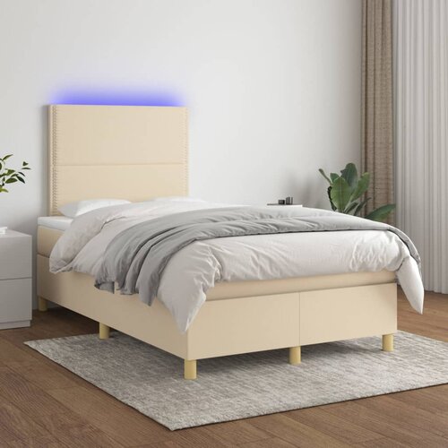 The Living Store Box spring postelja z vzmetnico LED krem 120x200 cm blago - Box Spring Postelja, (21519300) Cene