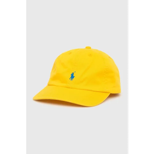 Polo Ralph Lauren Pamučna kapa za djecu boja: žuta, glatka