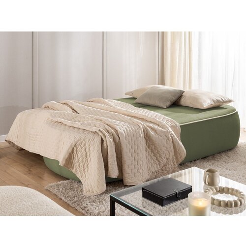 Ropez Kaki zelena/bež bar&amp;scaron;unasti sklopiva/s prostorom za odlaganje sofa 210 cm Saga &amp;ndash; Slike
