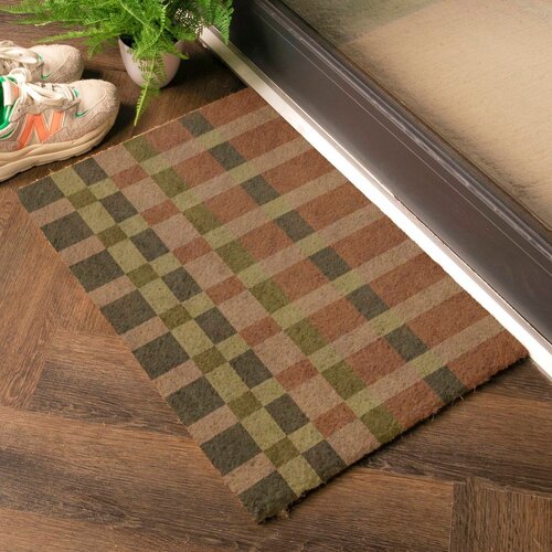 Artsy Doormats Predpražnik iz kokosovih vlaken 40x60 cm Pink and Blue Check &amp;ndash; Slike
